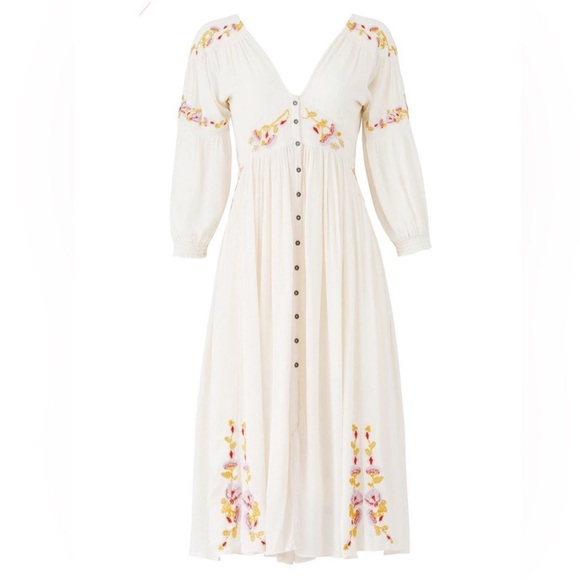 Free People Floral Embroidered Midi Dress - Picture 9 of 16